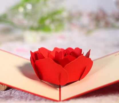 3D  Red Flower Pop Up Card and Envelope