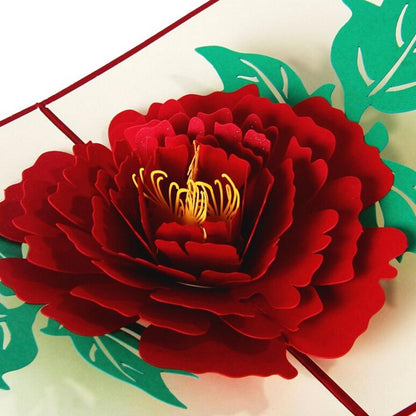 3D BIG Red Flower Pop Up Card and Envelope