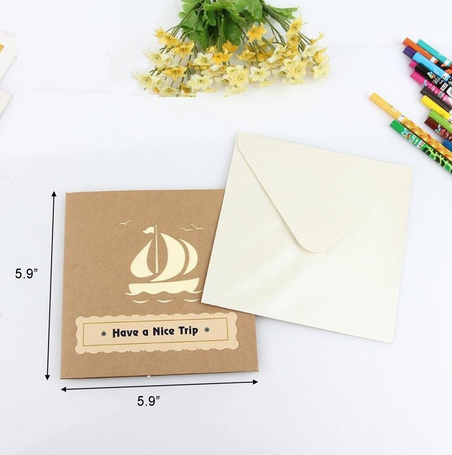 3D Sailing Boat Pop Up Card and Envelope