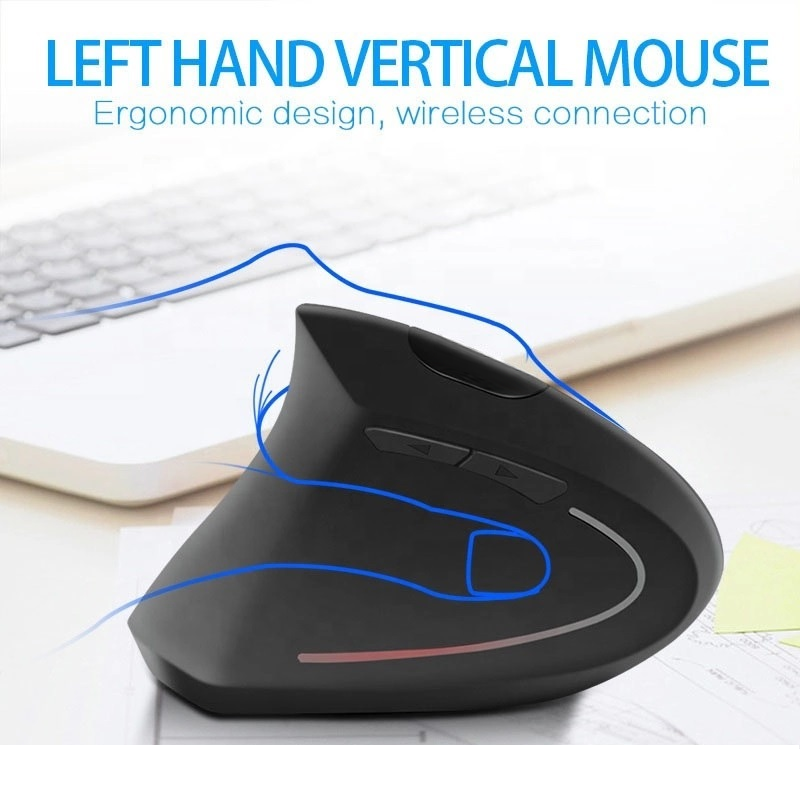 2.4G Wireless Vertical Optical Mouse with USB Receiver - Left Hand