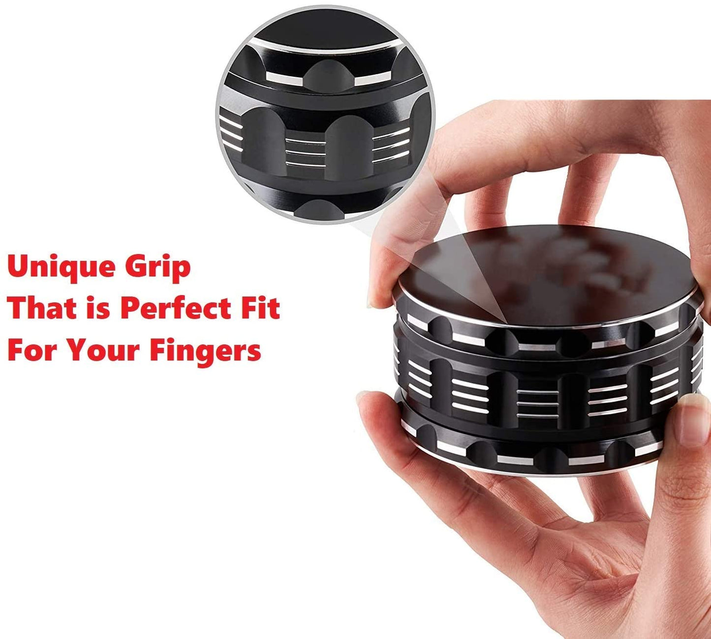 4 Piece 4" Spice Herb Grinder - Color Black