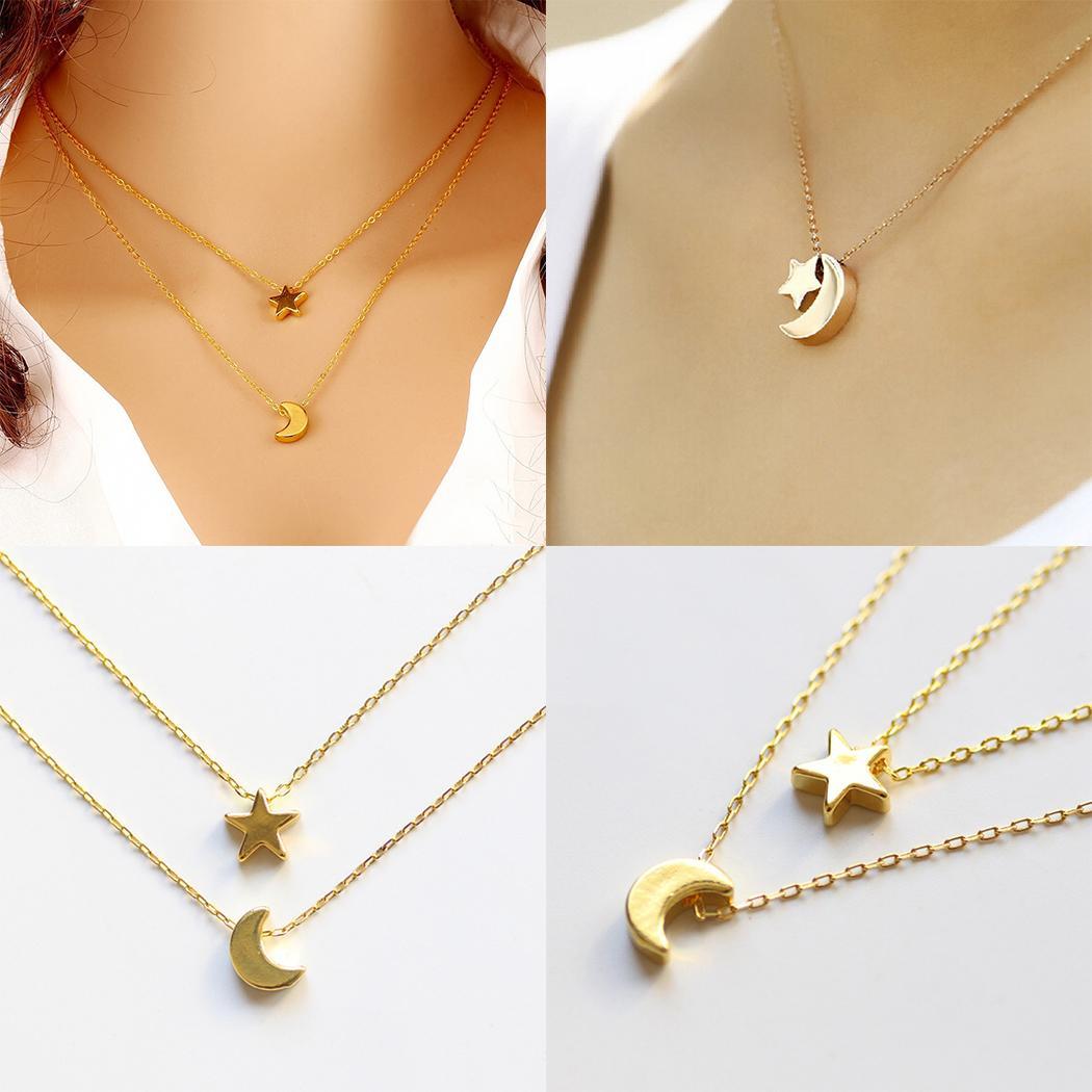 Moon and Star Necklace