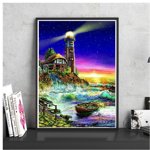 Lighthouse Boat Puzzle - Large Paper Jigsaw Puzzle [1000 Pieces]