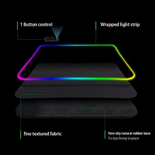 RGB LED Gaming Mouse Pad with Stitched Edges - 31.5 X 12 Inch