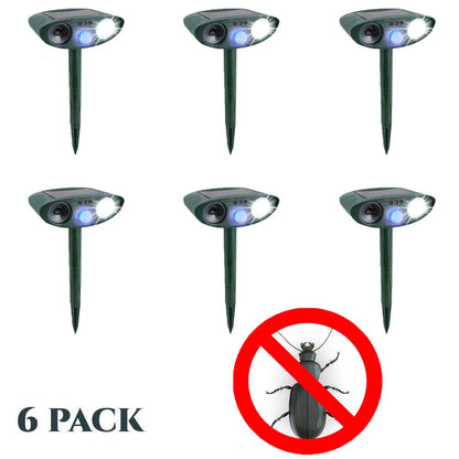 Beetle Outdoor Ultrasonic Repeller PACK OF 6 - Solar Powered Ultrasonic Animal & Pest Repellant - Get Rid of Beetles in 48 Hours or It's FREE