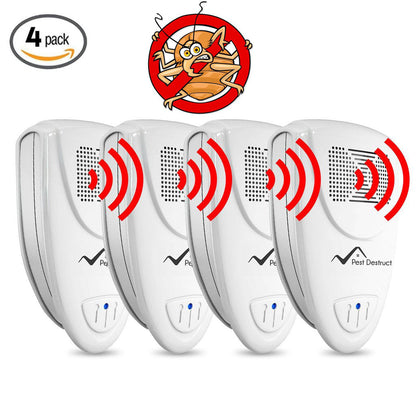 Ultrasonic Bed Bug Repeller - PACK of 4 - 100% SAFE for Children and Pets - Quickly Eliminate Pests