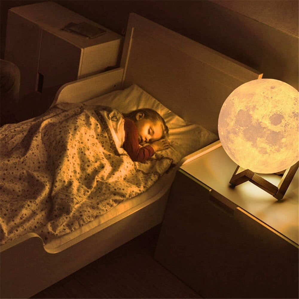 3D Print Moon Lamp Light with Stand - USB Rechargeable