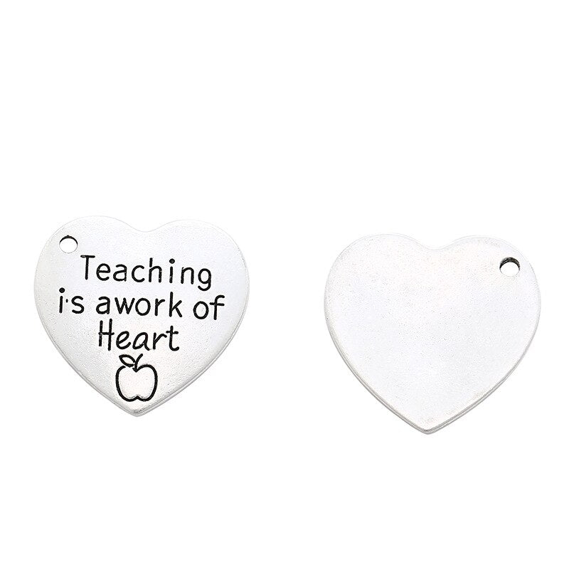 Teaching is a Work of Heart - Pendant Keychain - Teacher Appreciation Gift