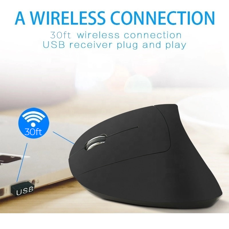 2.4G Wireless Vertical Optical Mouse with USB Receiver - Left Hand