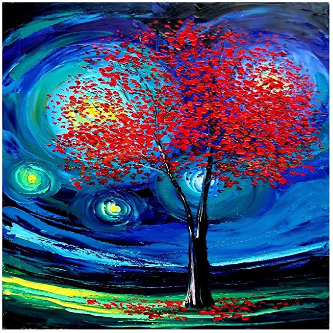 DIY Paint by Numbers Canvas Painting Kit - Red Tree Night