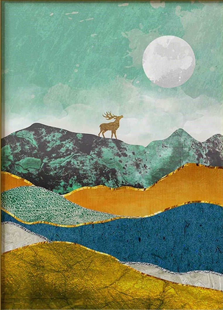 DIY Paint by Numbers Kit - Moon and Deer