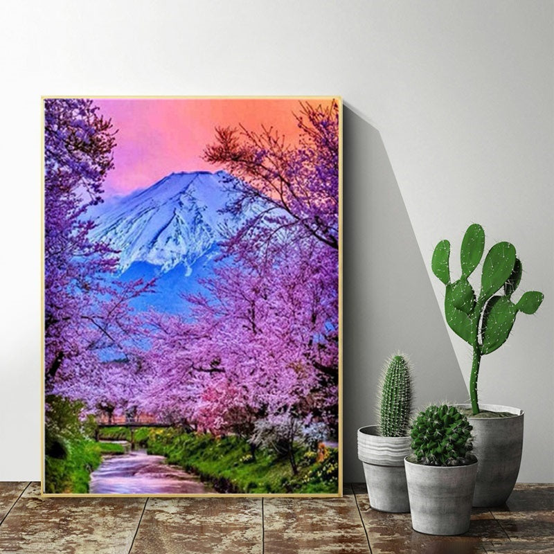 DIY Paint by Numbers Canvas Painting Kit - Blooming Trees in Japan