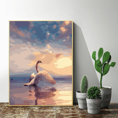 DIY Paint by Numbers Canvas Painting Kit - Dancing Swan