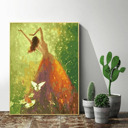 DIY Paint by Numbers Canvas Painting Kit - Dancing Girl Buttery