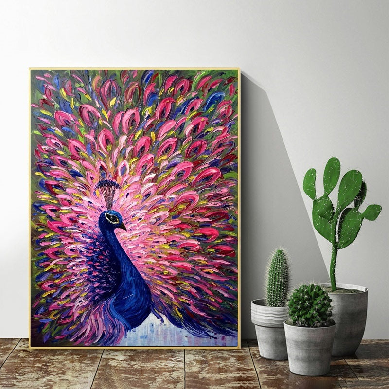 DIY Paint by Numbers Canvas Painting Kit - Pink Peacock