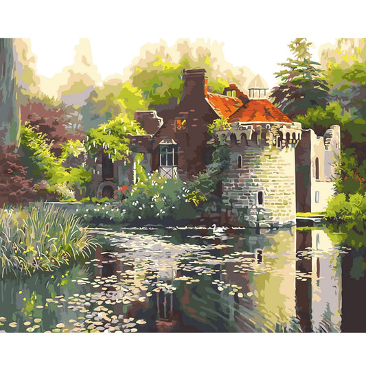 DIY Paint by Numbers Canvas Painting Kit - Castle by The Lake