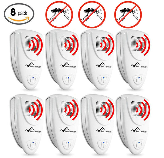 Ultrasonic Mosquito Repeller - PACK OF 8 - 100% SAFE for Children and Pets - Get Rid Of Mosquitoes In 7 Days Or It's FREE