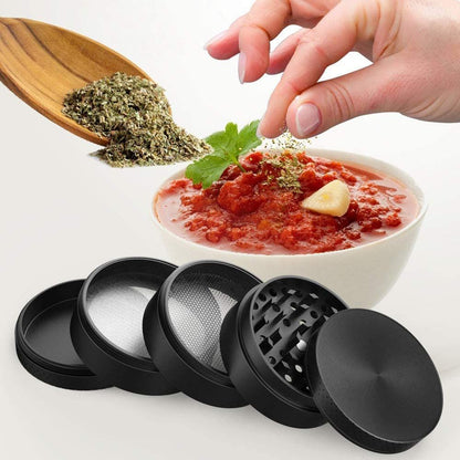 5 Piece 2.1" Spice Herb Grinder - Color Metal Black