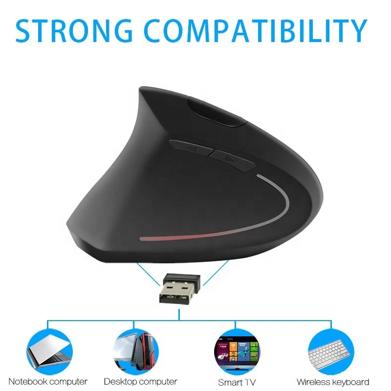 2.4G Wireless Vertical Optical Mouse with USB Receiver - Left Hand