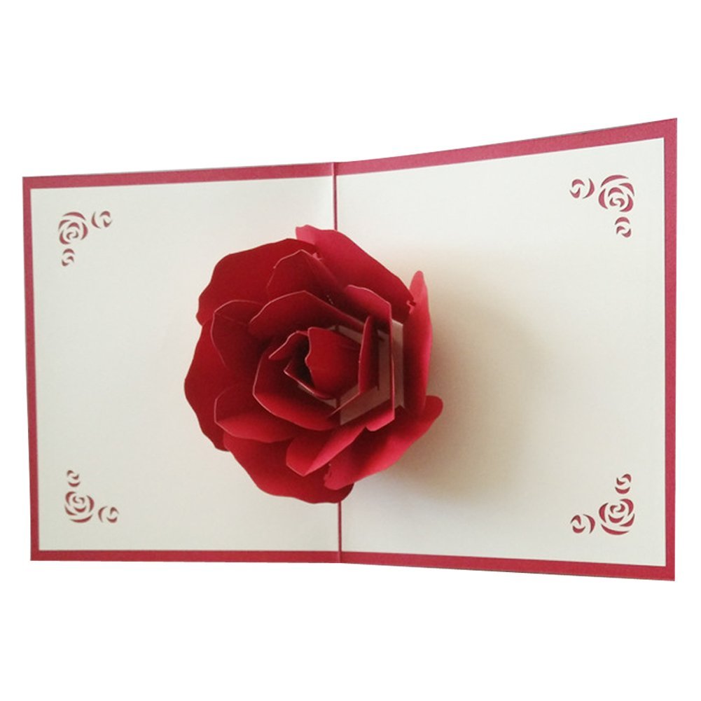 3D  Red Flower Pop Up Card and Envelope