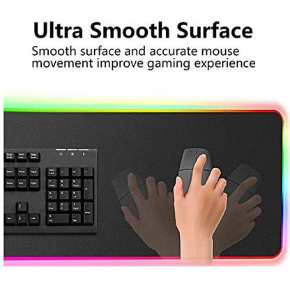 RGB LED Gaming Mouse Pad with Stitched Edges - 31.5 X 12 Inch