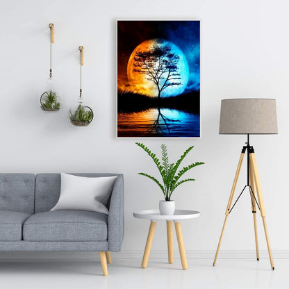 5D Diamond Painting by Number Kit Big Moon Tree