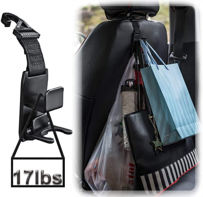 Car Seat Hooks for Car (4 Pack) - Purse Hanger Headrest Holder