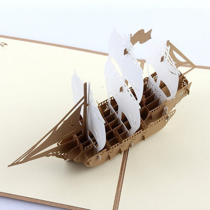 3D Sailing Boat Pop Up Card and Envelope