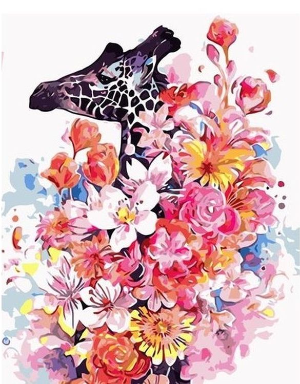 Paint by Numbers Kit - Giraffe in Flowers