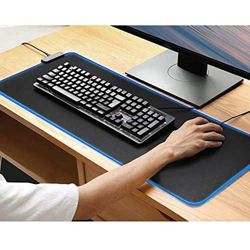 RGB LED Gaming Mouse Pad with Stitched Edges - 31.5 X 12 Inch