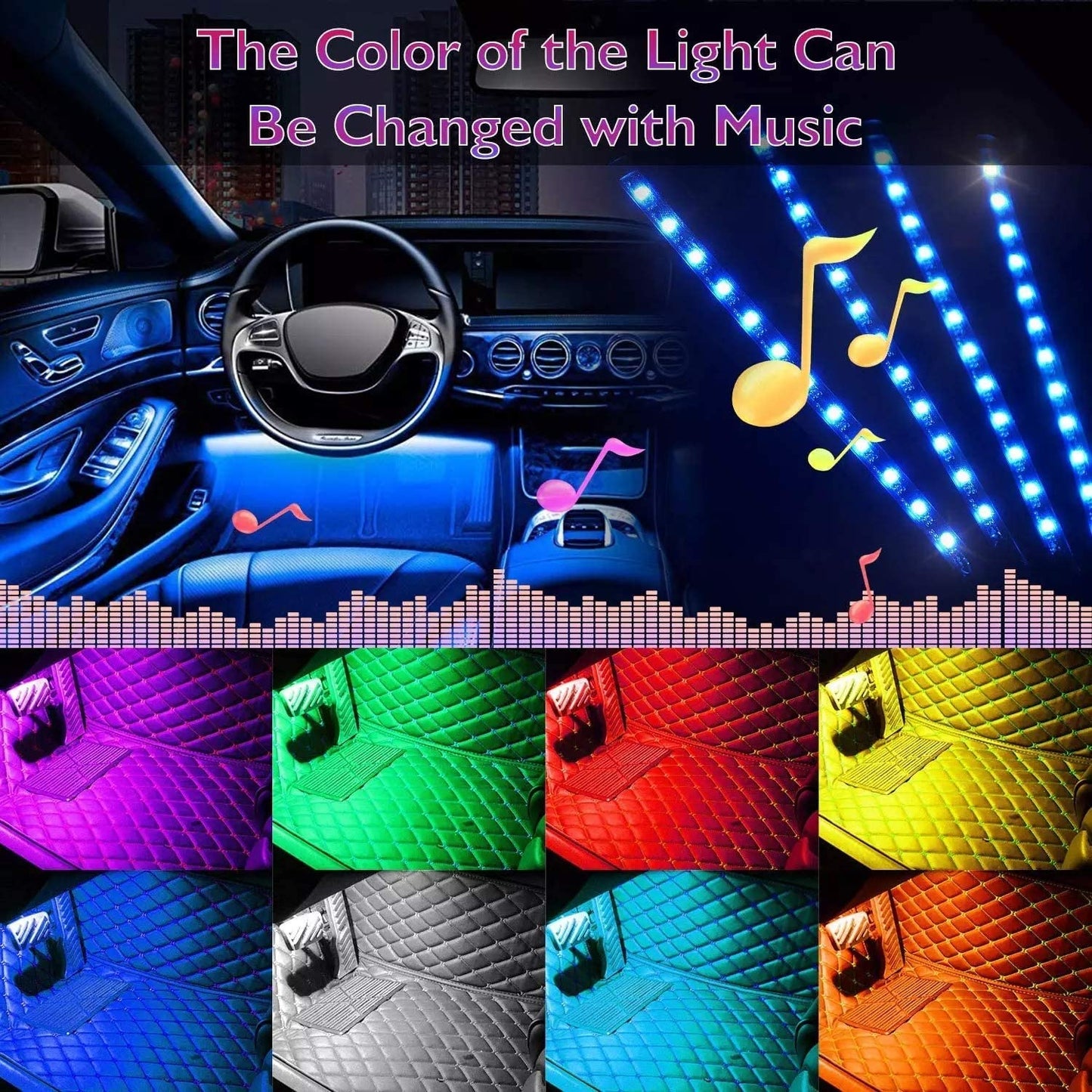 Car LED Strip Light - 4pcs 48 LED