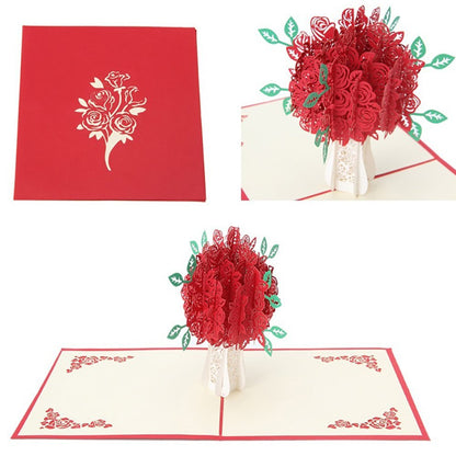 3D RED Bouquet Pop Up Card and Envelope