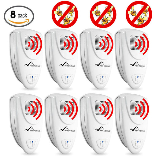 Ultrasonic Fruit Fly Repeller - PACK of 8 - 100% SAFE for Children and Pets - Quickly eliminates pests - Fruit Fleas, Mosquitoes, Spiders, Rodents