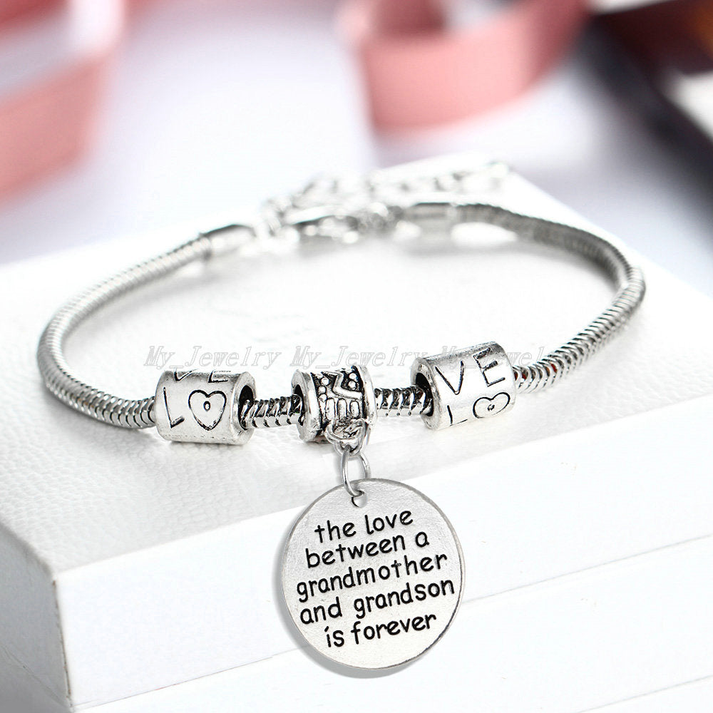 Love Between a Grandmother and Grandson is Forever Bracelet - Personalized Jewelry Gift - 10’’