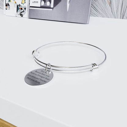 Bangle Bracelet Engraved - You Are Braver than you believe Inspirational