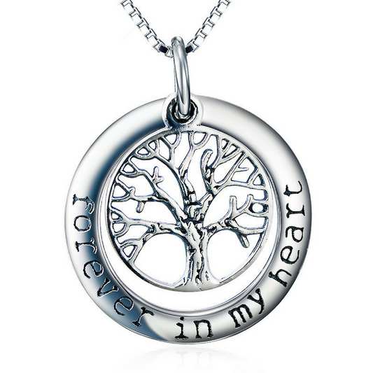 Tree of Life Pendant Necklace - Forever in My Heart - Memorial Jewelry - Locket Necklace for Women