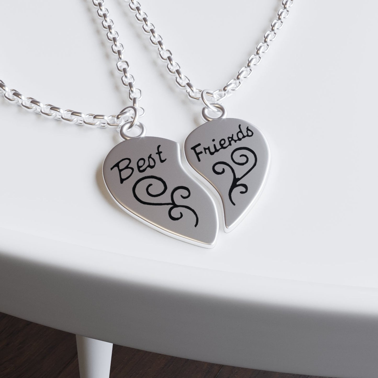 Best Friends Necklace for 2 Heart Pendant Necklace