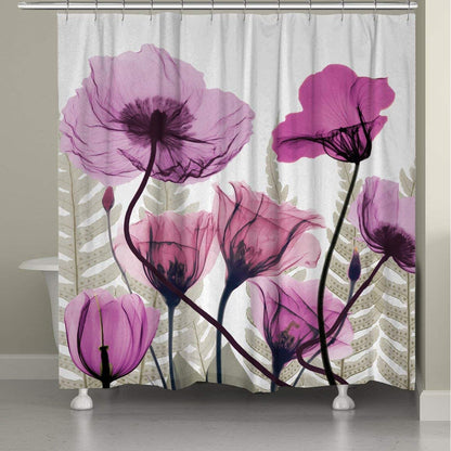 Fabric Shower Curtain Set with Hooks Pink Lotus