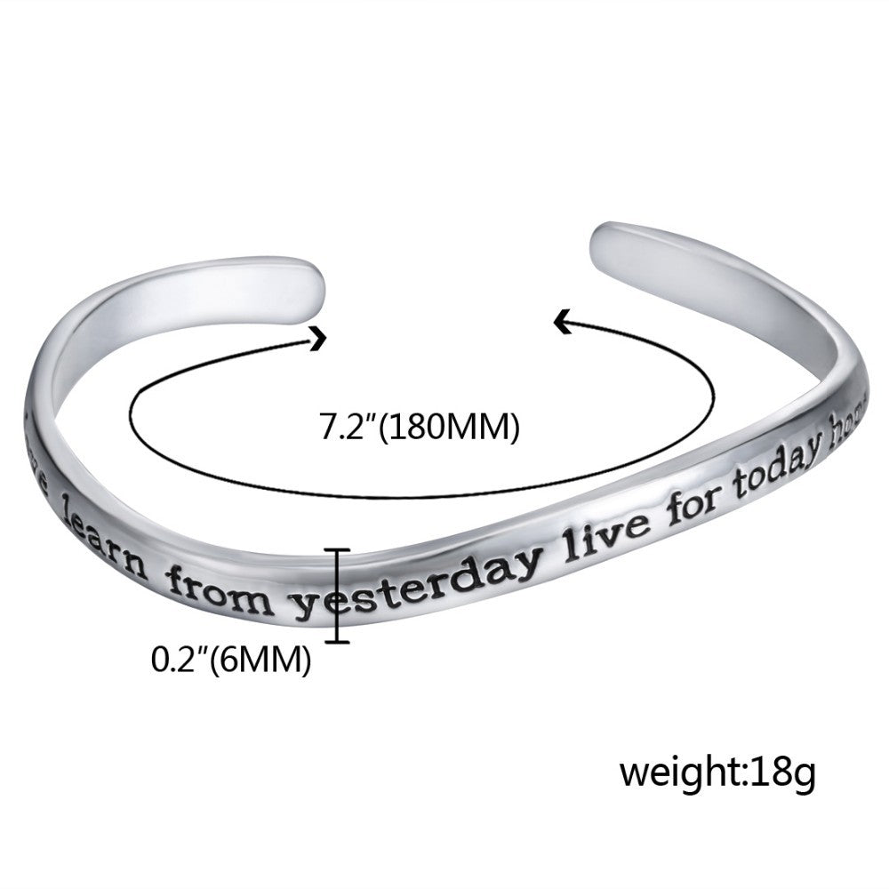 Live The Life You Love Learn from Yesterday Live for Today Hope for Tomorrow - Inspirational Bracelet