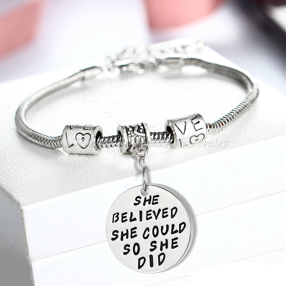 Bangle Bracelet Engraved - She Believed she Could so She Did