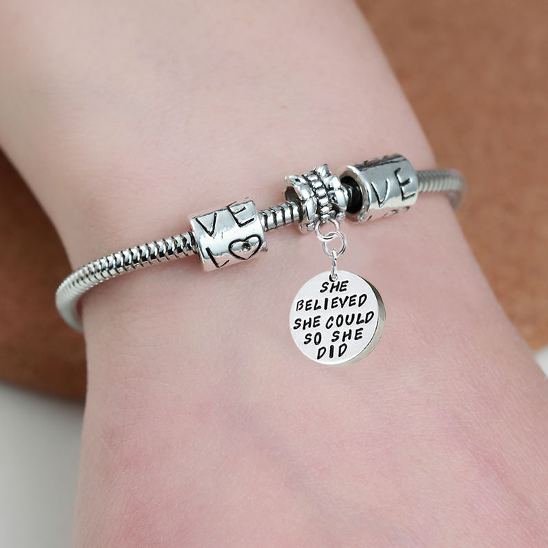 Bangle Bracelet Engraved - She Believed she Could so She Did