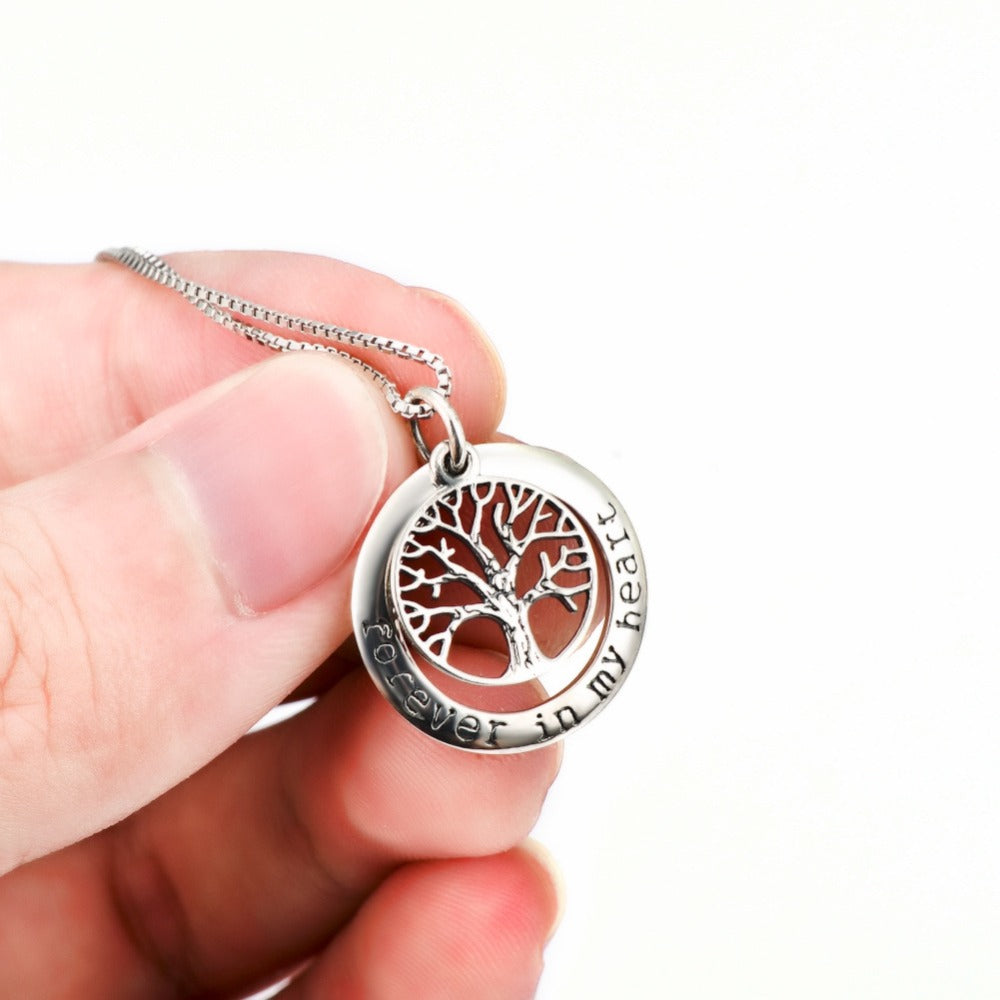 Tree of Life Pendant Necklace - Forever in My Heart - Memorial Jewelry - Locket Necklace for Women