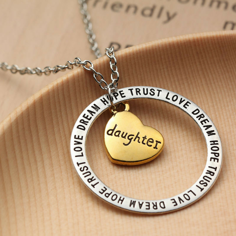 Daughter Pendant Necklace - Dream Hope Love Trust