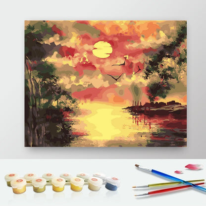 DIY Paint by Numbers Canvas Painting Kit - Crying Sun Sunset