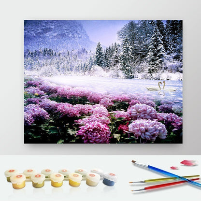 DIY Paint by Numbers Canvas Painting Kit - Ideal Snow Bloom