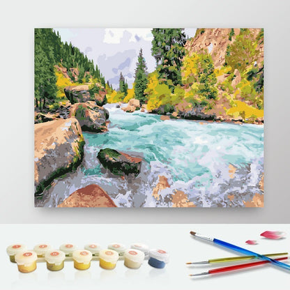 DIY Paint by Numbers Canvas Painting Kit - Tributary River Flow