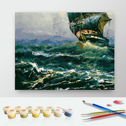 DIY Paint by Numbers Canvas Painting Kit - Wavy Sea