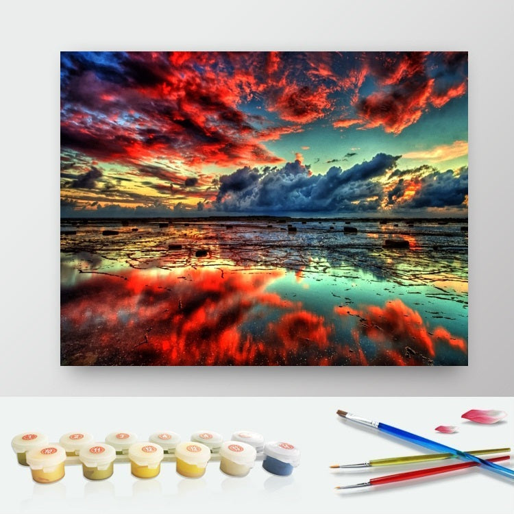 DIY Paint by Numbers Canvas Painting Kit - Sky Reflection in The Sea