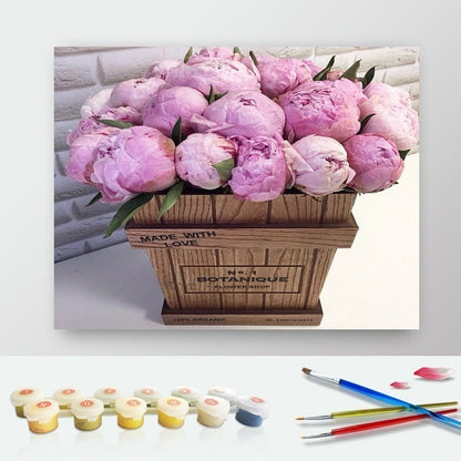 DIY Paint by Numbers Canvas Painting Kit - Box of Pink Roses