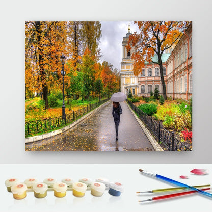 DIY Paint by Numbers Canvas Painting Kit - Rain Walk Under Umbrella